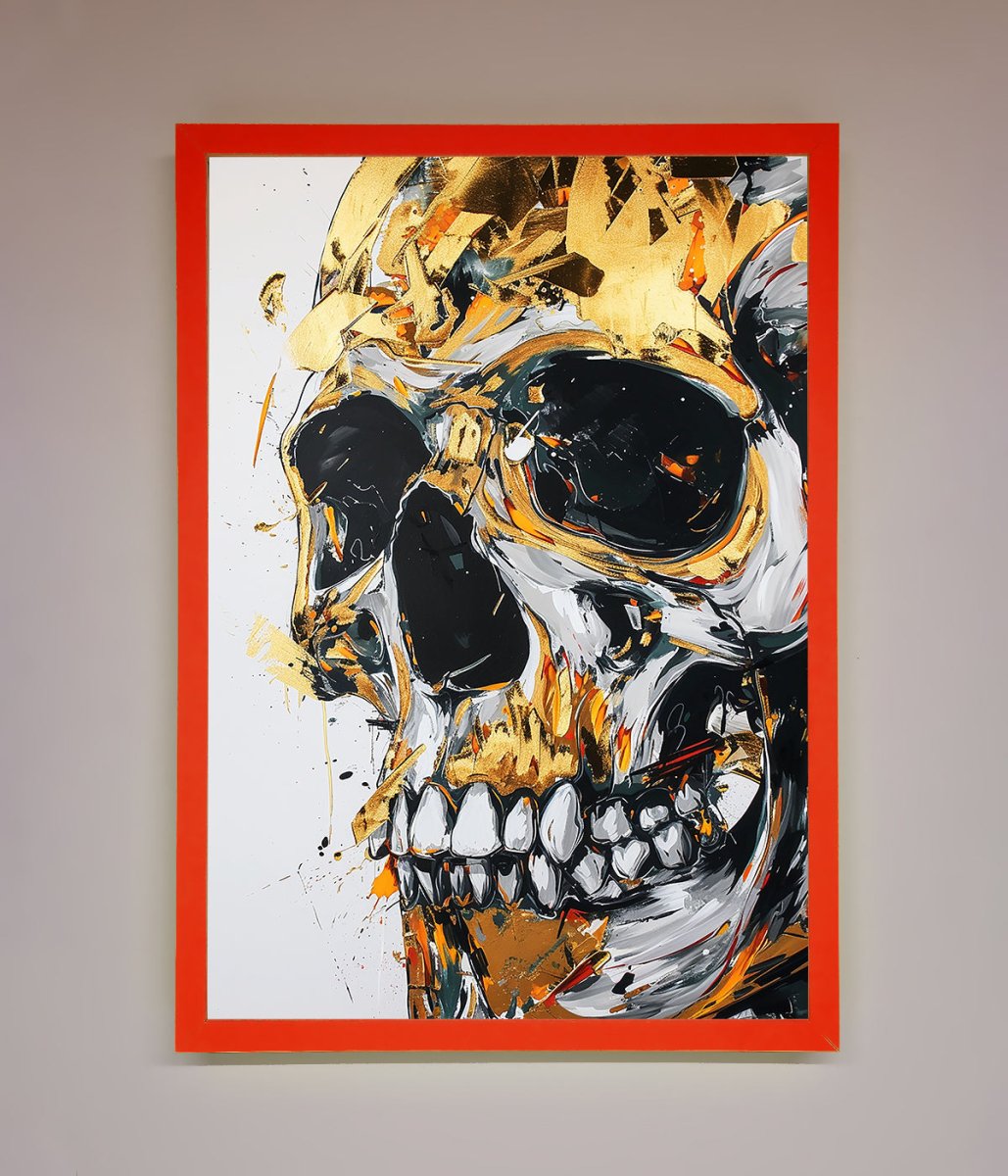 Liquid Gold Skull Framed Print - Zestio