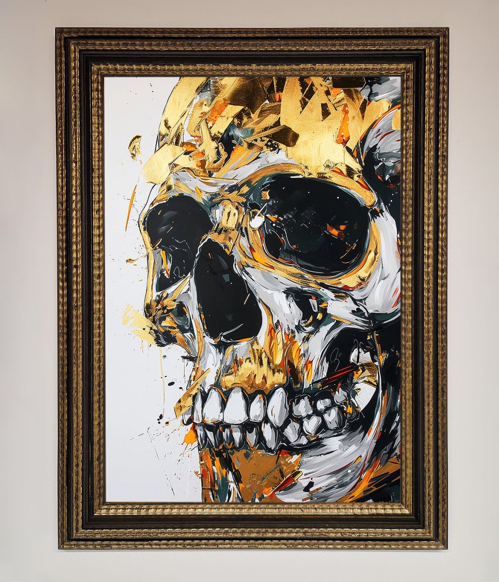 Liquid Gold Skull Framed Print - Zestio