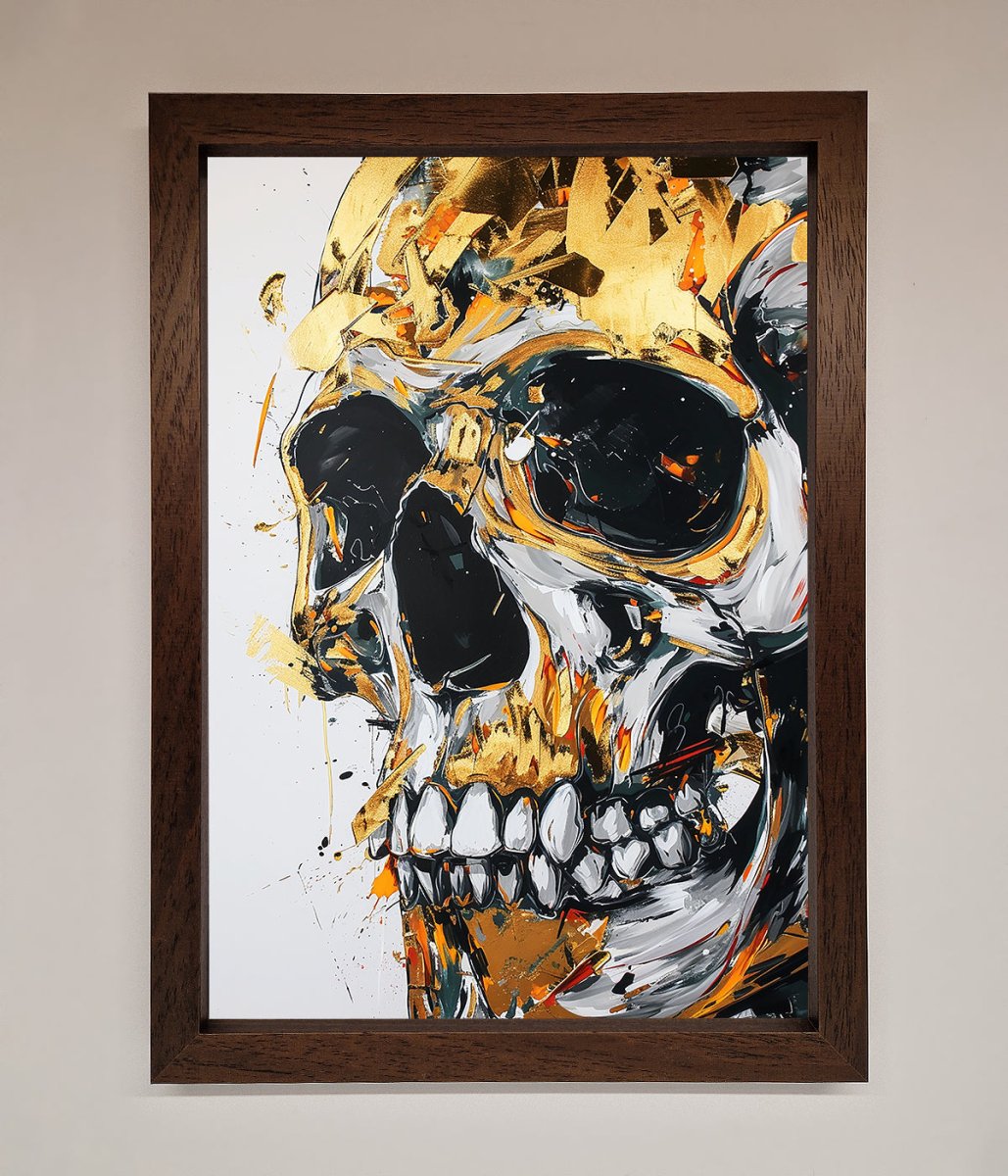 Liquid Gold Skull Framed Print - Zestio