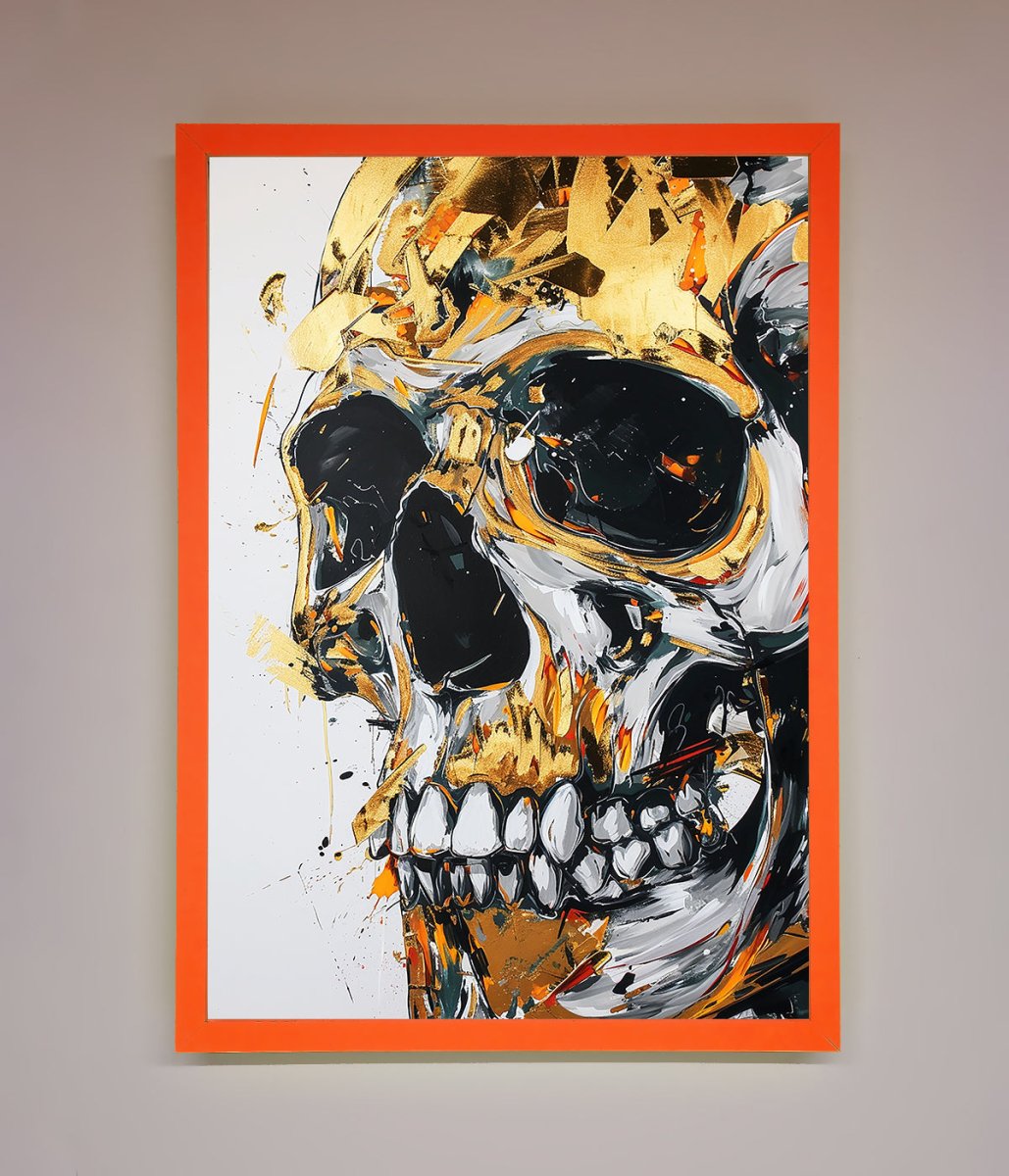 Liquid Gold Skull Framed Print - Zestio