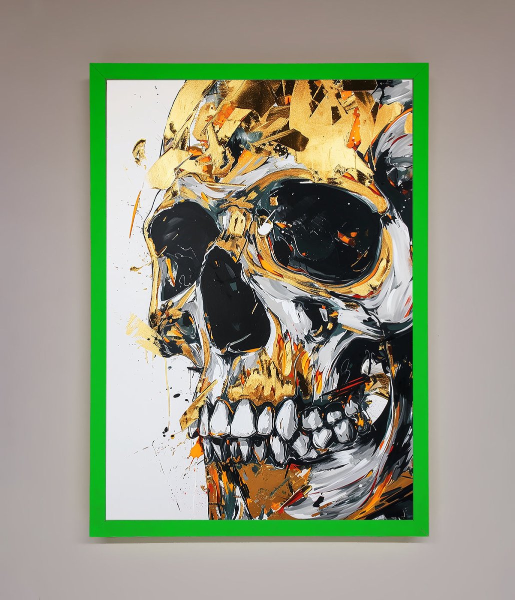 Liquid Gold Skull Framed Print - Zestio