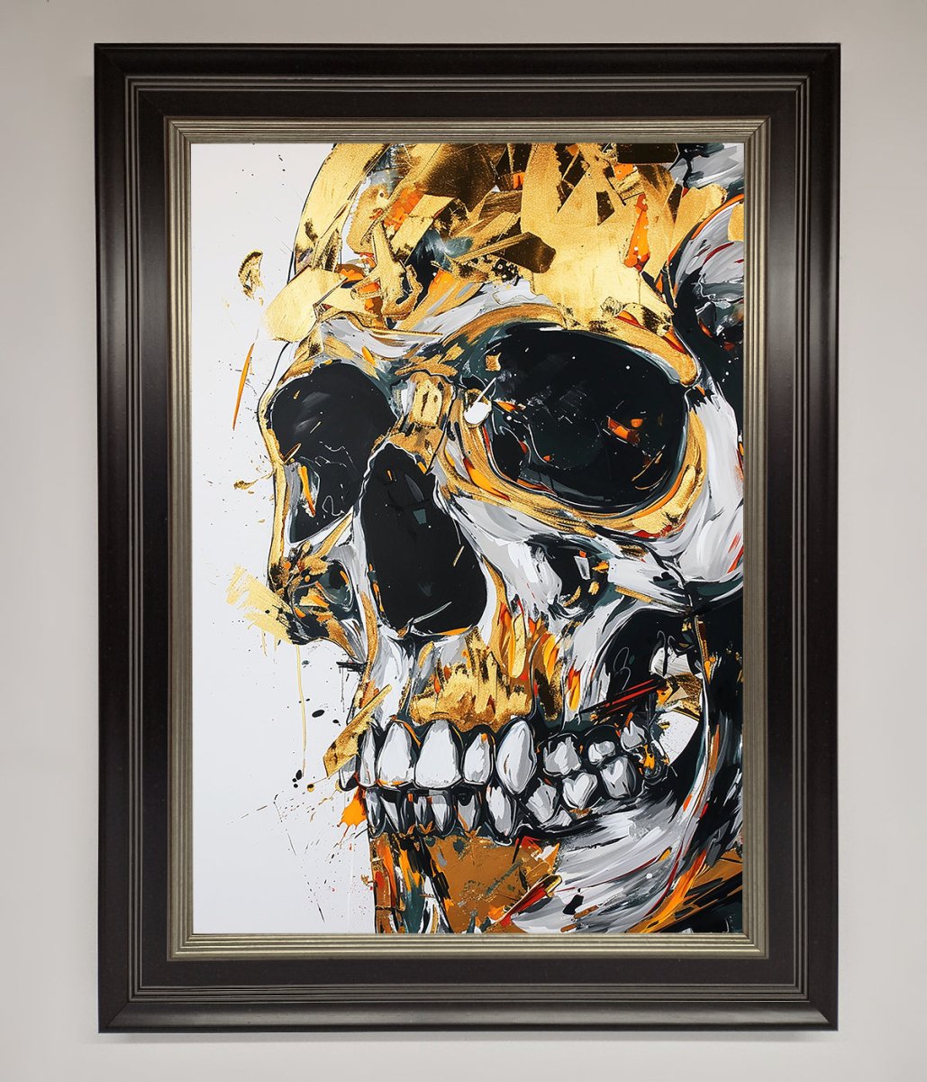 Liquid Gold Skull Framed Print - Zestio