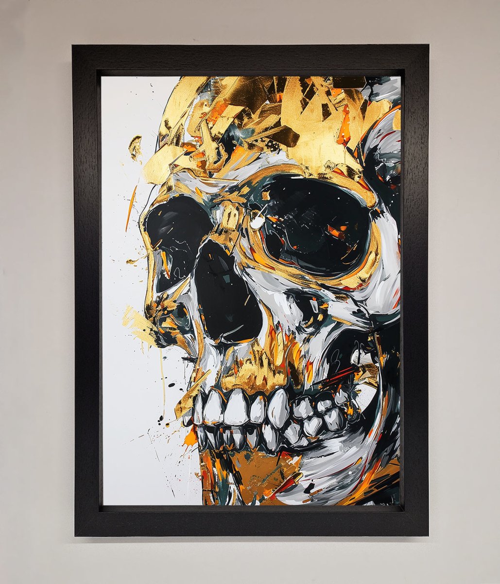 Liquid Gold Skull Framed Print - Zestio