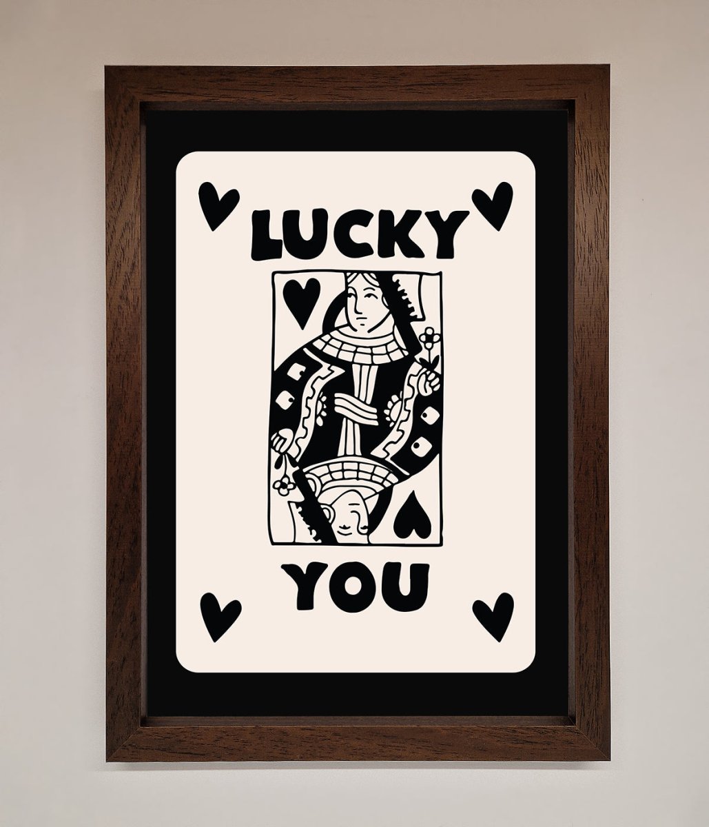 Lucky You Beige Black Framed Print - Zestio