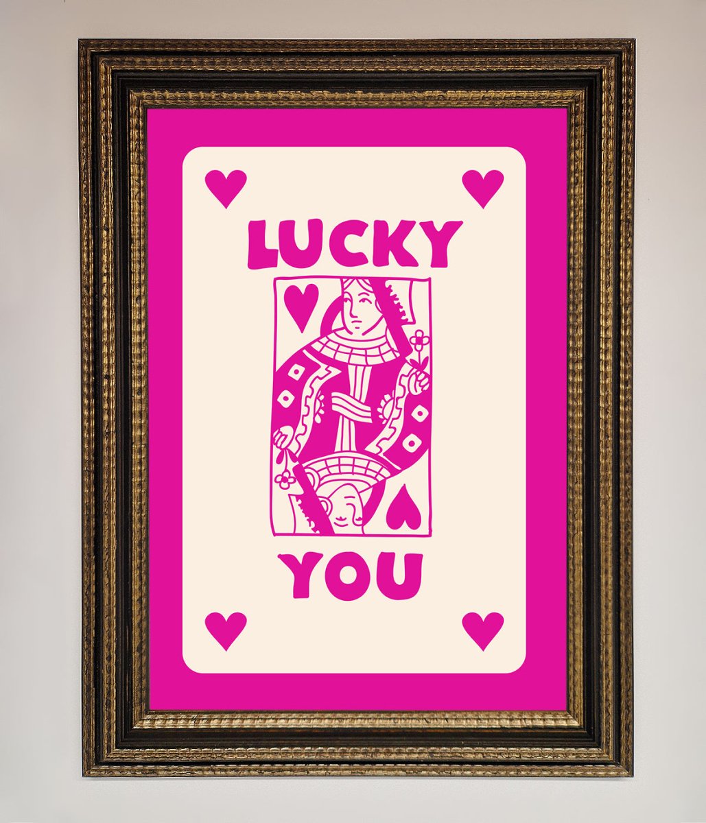 Lucky You Hot Pink Framed Poster - Zestio