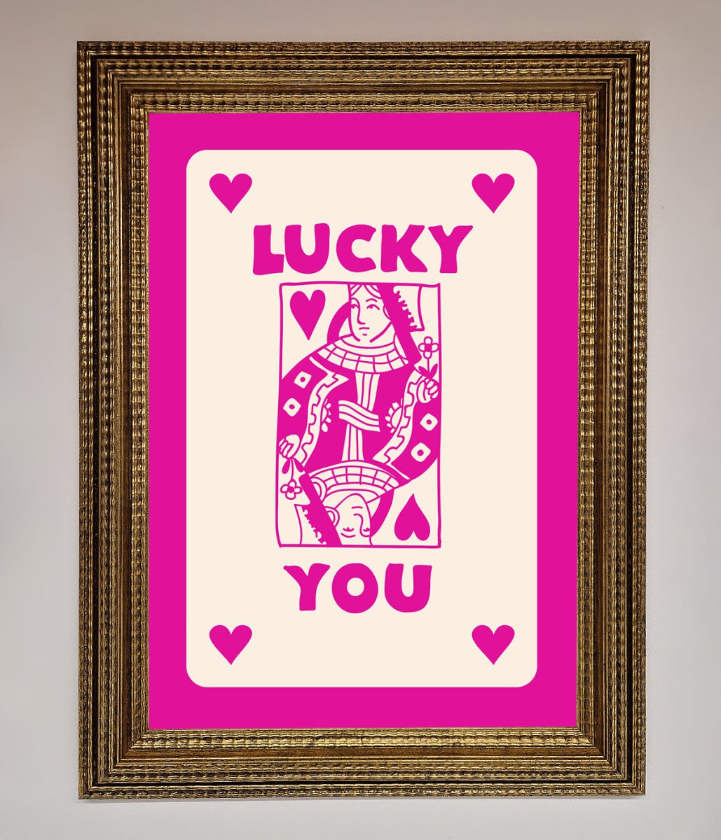 Lucky You Hot Pink Framed Poster - Zestio