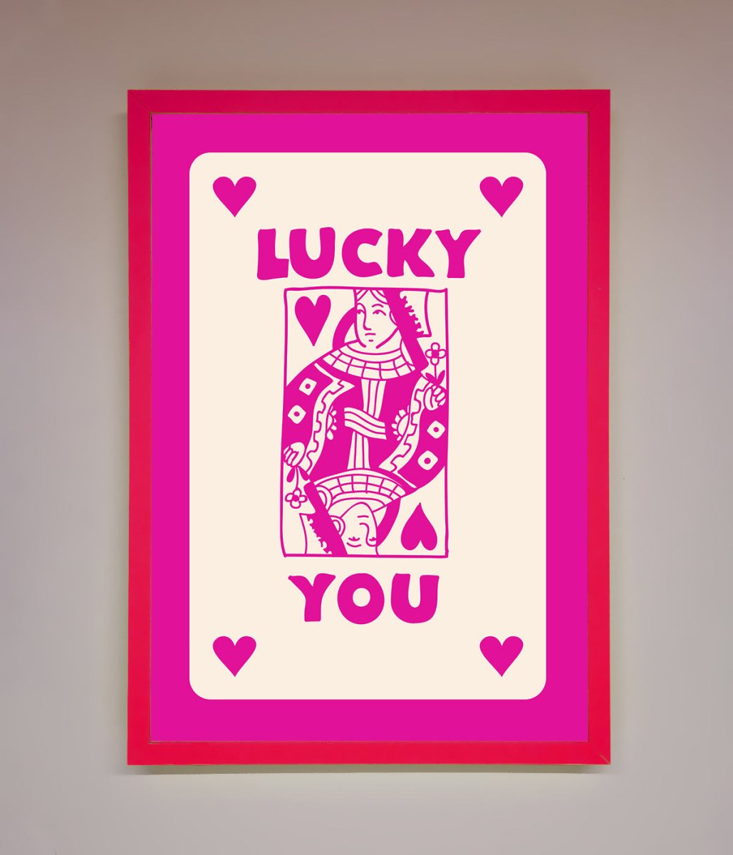 Lucky You Hot Pink Framed Poster - Zestio