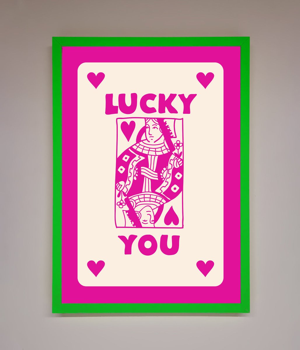 Lucky You Hot Pink Framed Poster - Zestio