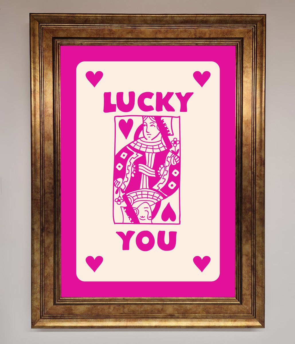 Lucky You Hot Pink Framed Poster - Zestio