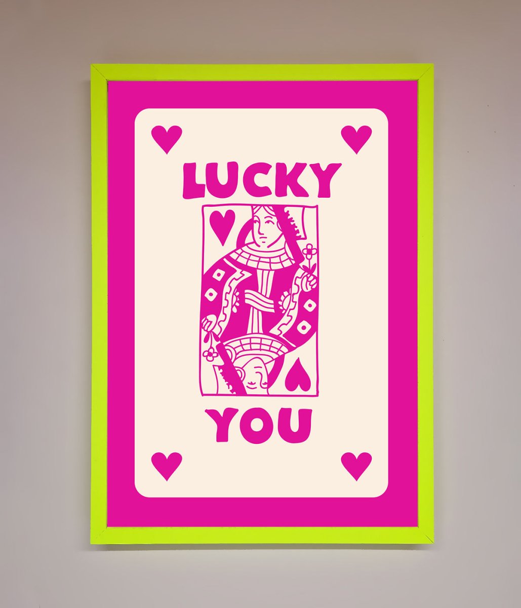 Lucky You Hot Pink Framed Poster - Zestio