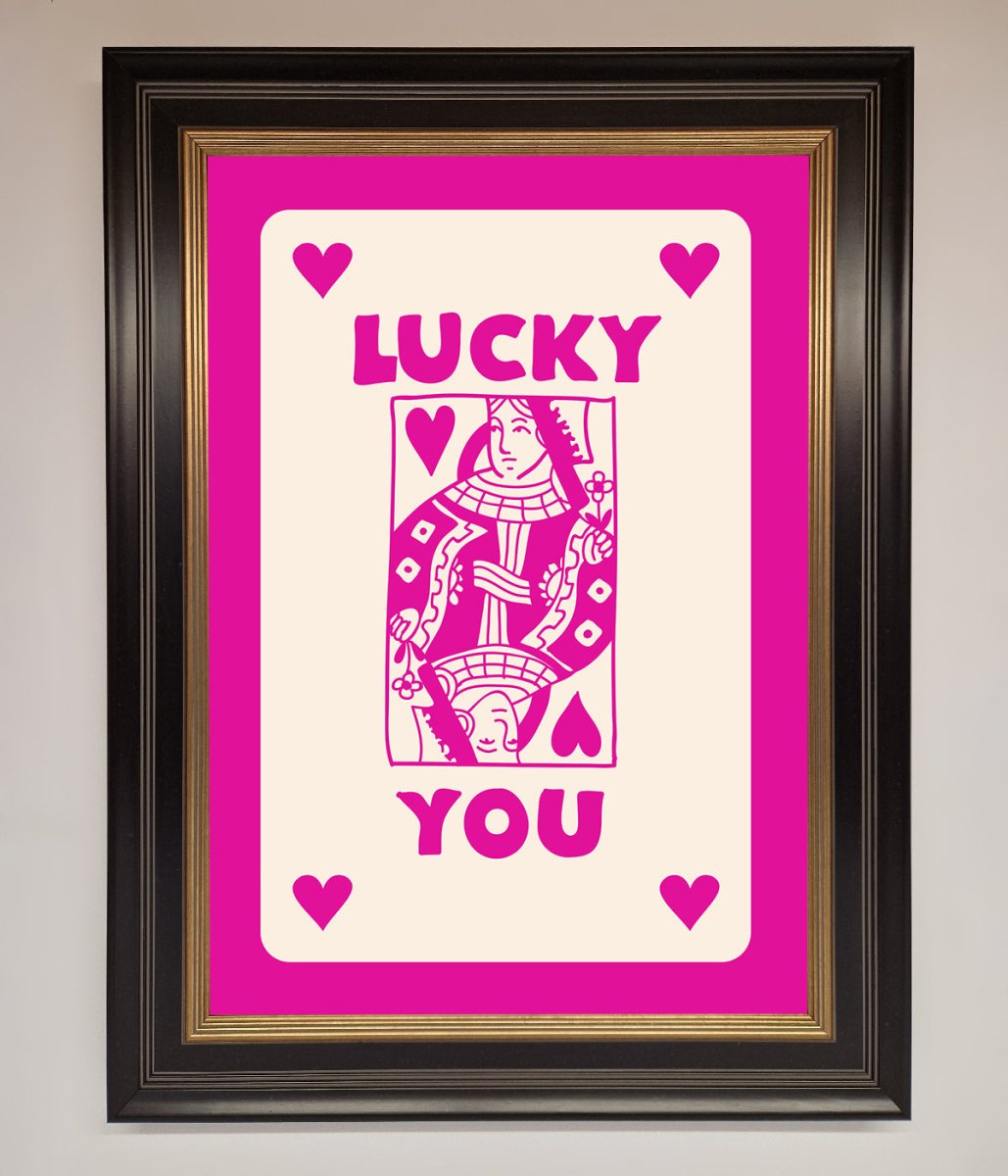 Lucky You Hot Pink Framed Poster - Zestio