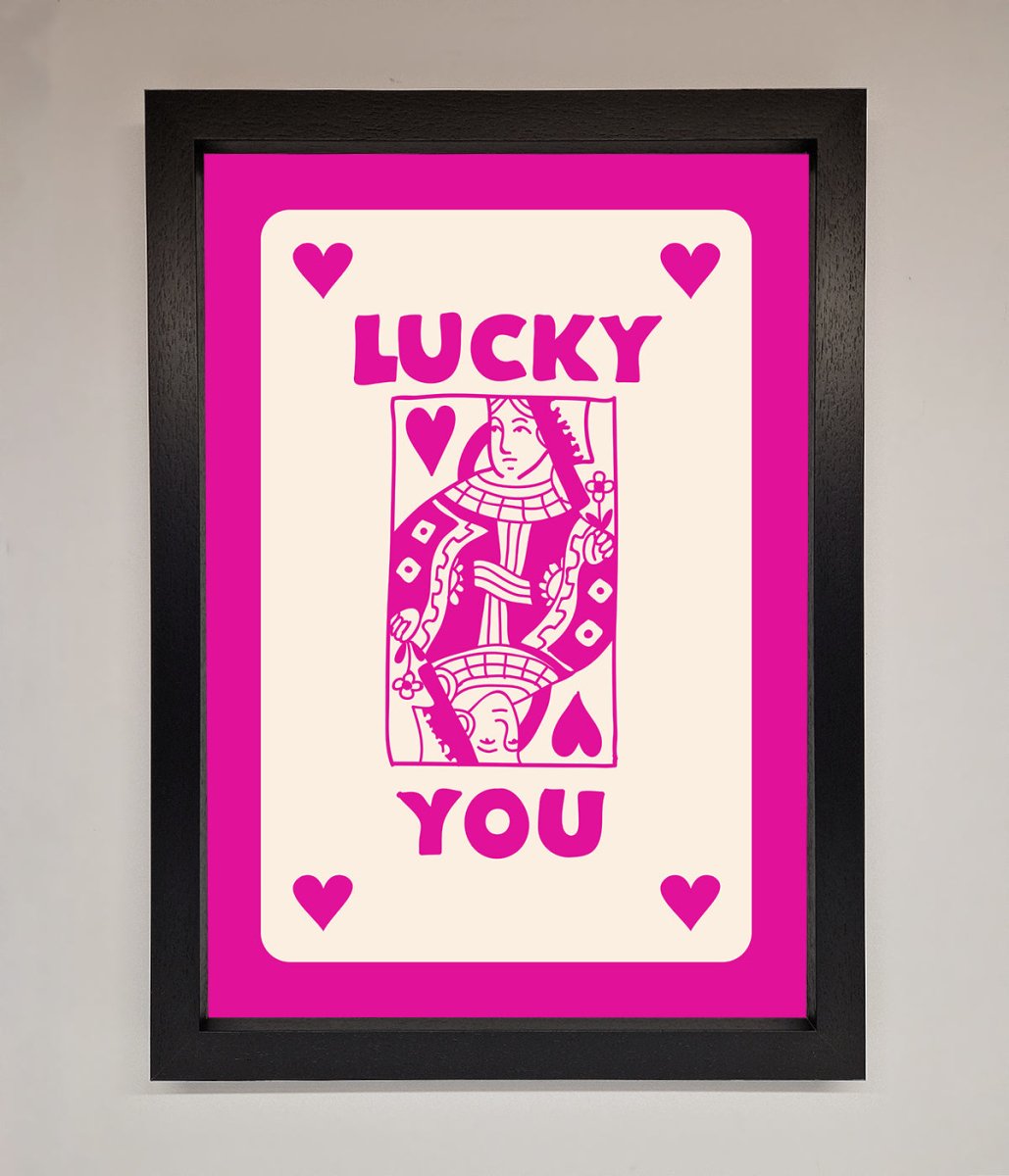 Lucky You Hot Pink Framed Poster - Zestio