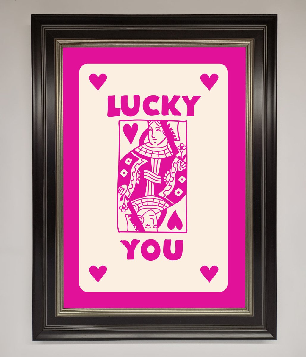 Lucky You Hot Pink Framed Poster - Zestio