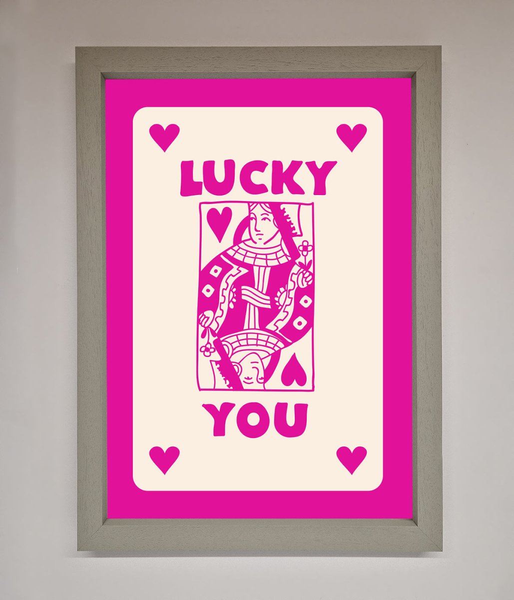Lucky You Hot Pink Framed Poster - Zestio