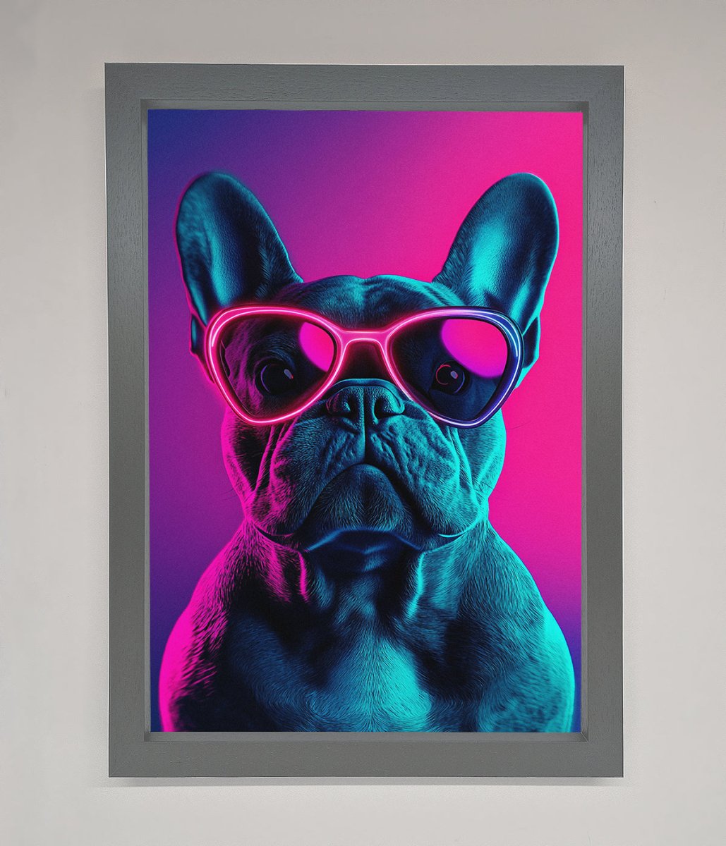 Neon French Bulldog Framed Wall Art - Zestio