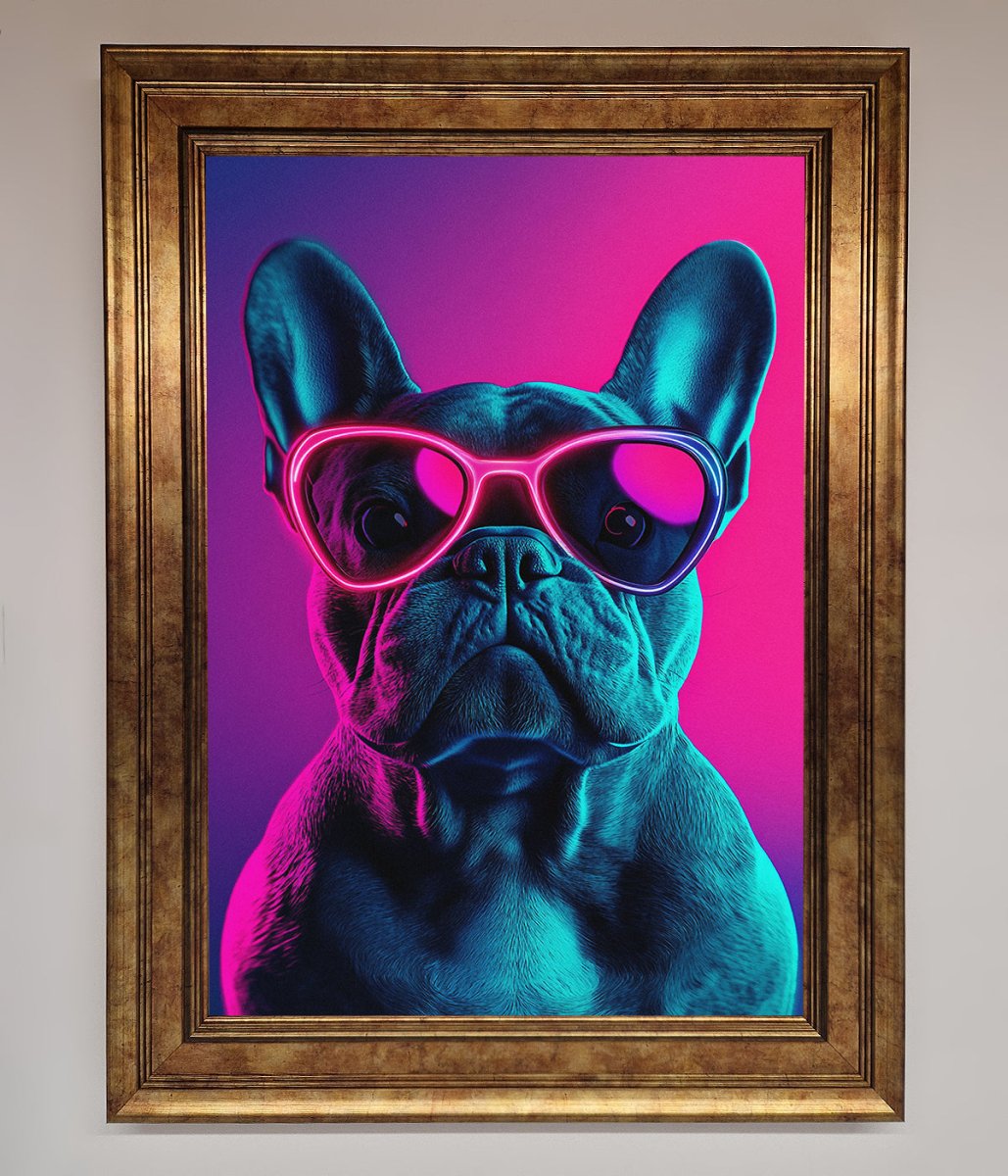 Neon French Bulldog Framed Wall Art - Zestio