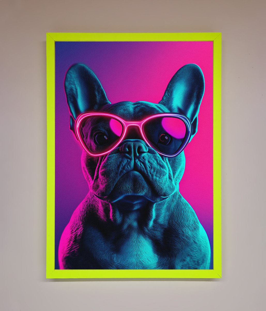 Neon French Bulldog Framed Wall Art - Zestio