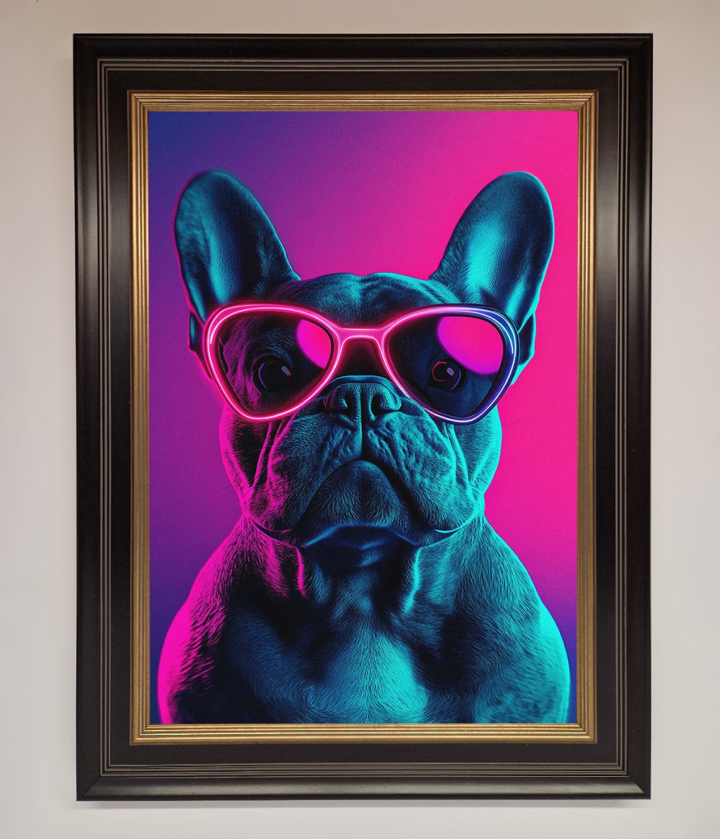 Neon French Bulldog Framed Wall Art - Zestio