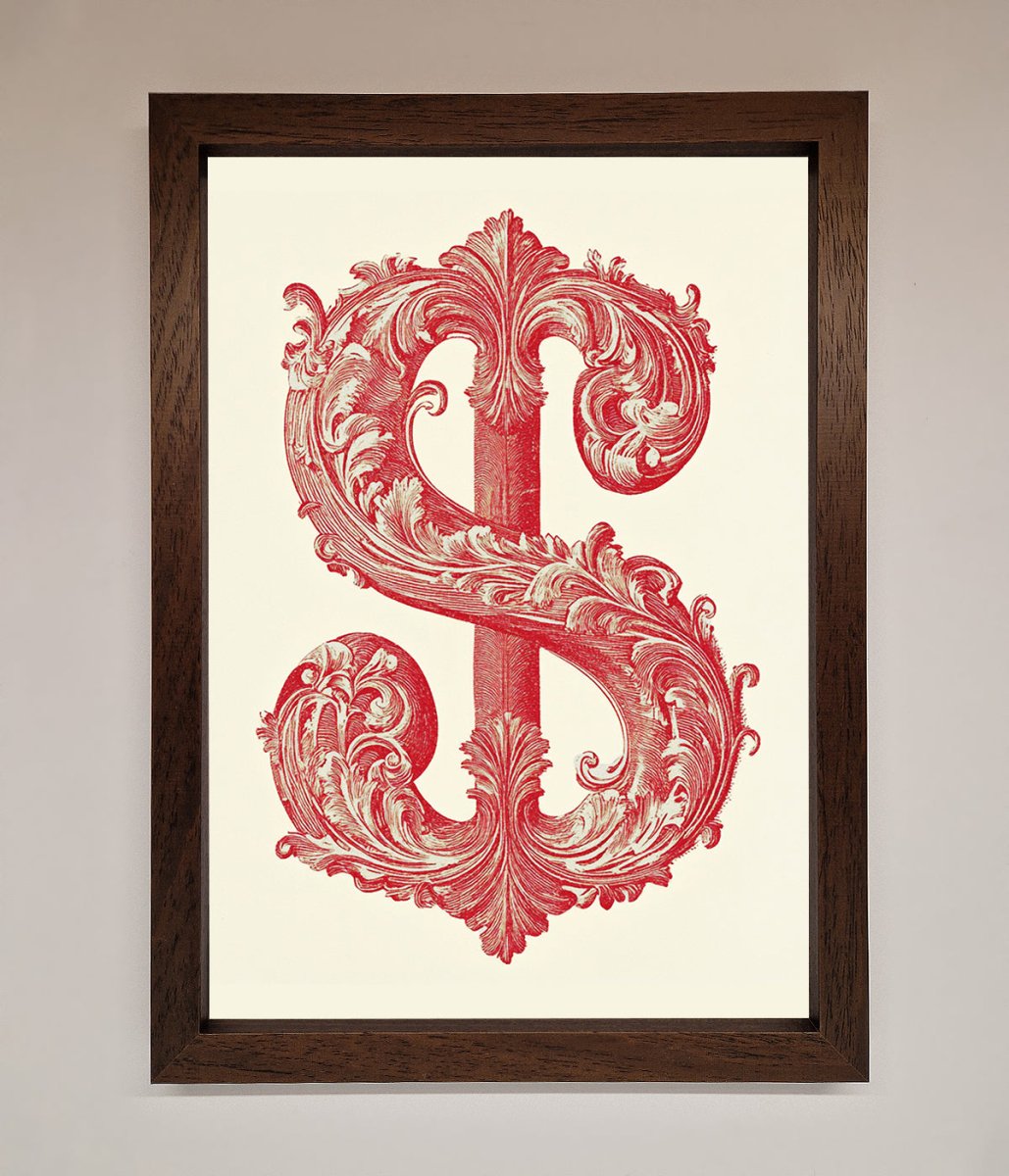 Ornate Dollar Cash Art Framed Print - Zestio
