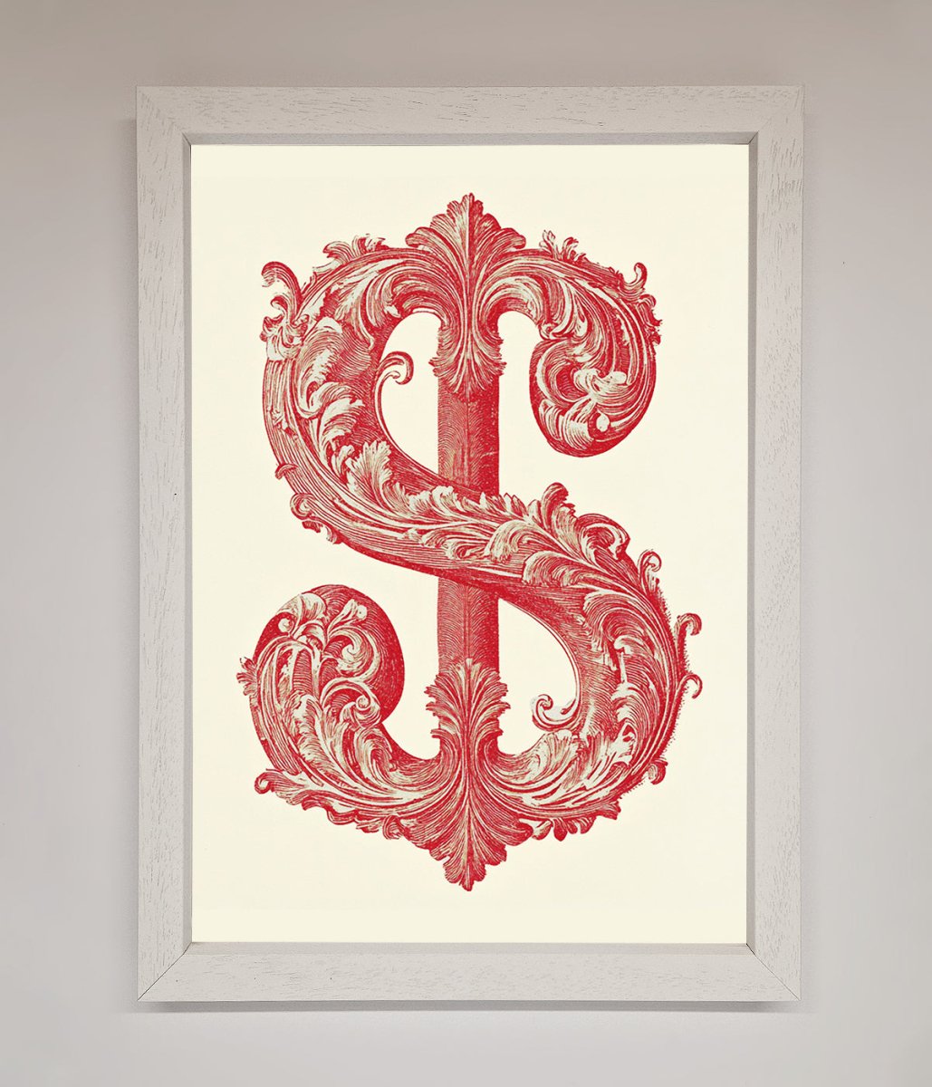 Ornate Dollar Cash Art Framed Print - Zestio