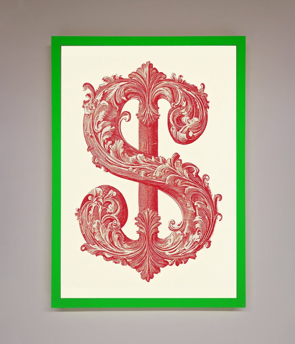 Ornate Dollar Cash Art Framed Print - Zestio