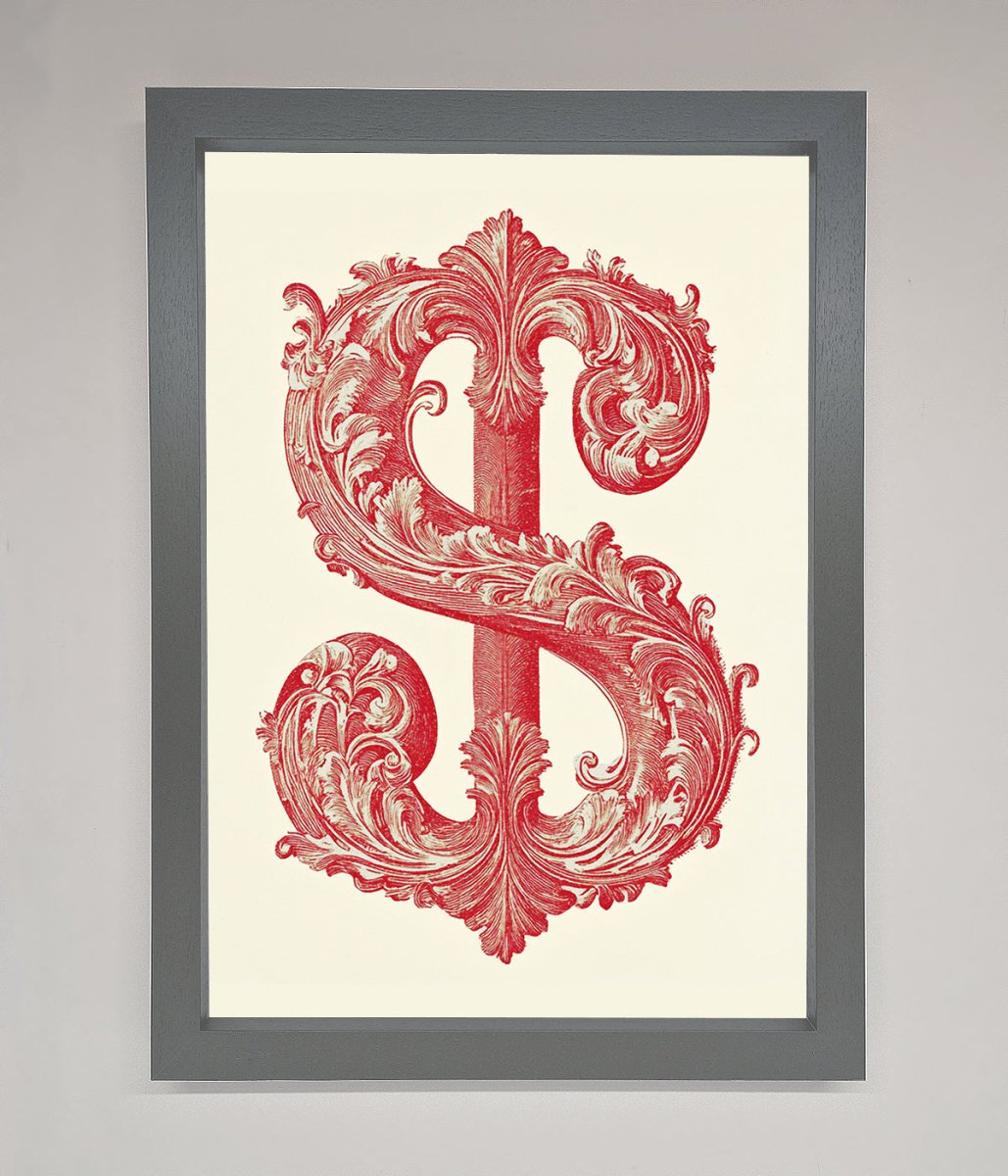 Ornate Dollar Cash Art Framed Print - Zestio