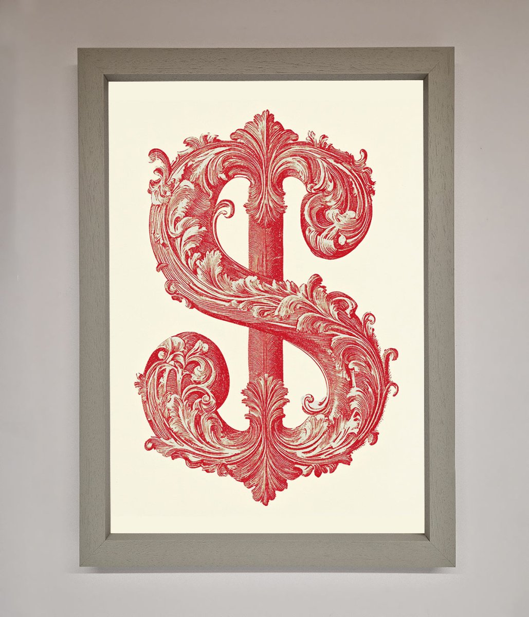 Ornate Dollar Cash Art Framed Print - Zestio