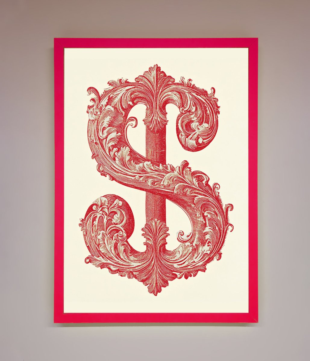 Ornate Dollar Cash Art Framed Print - Zestio