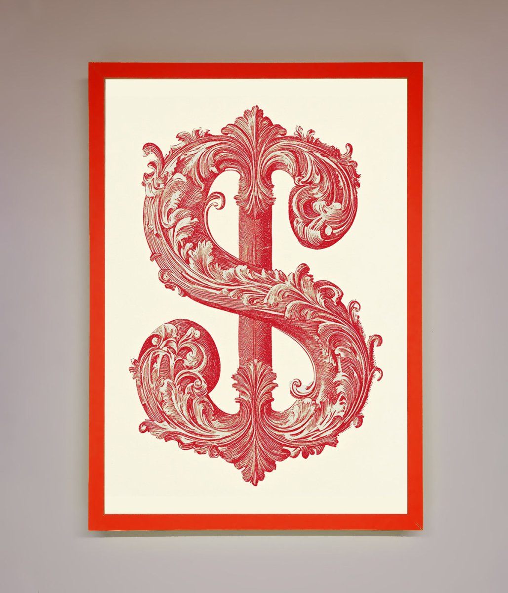 Ornate Dollar Cash Art Framed Print - Zestio