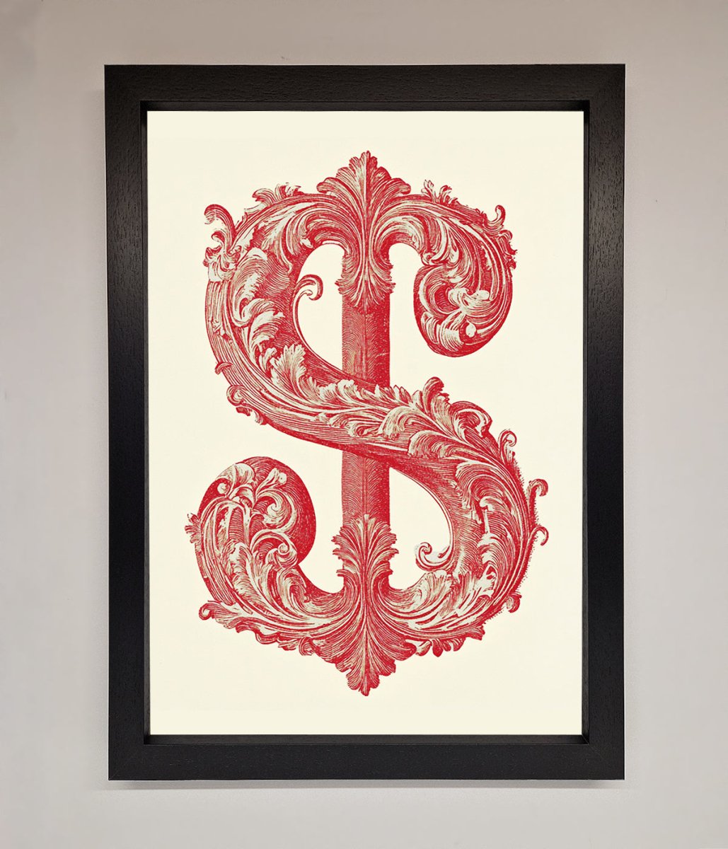 Ornate Dollar Cash Art Framed Print - Zestio
