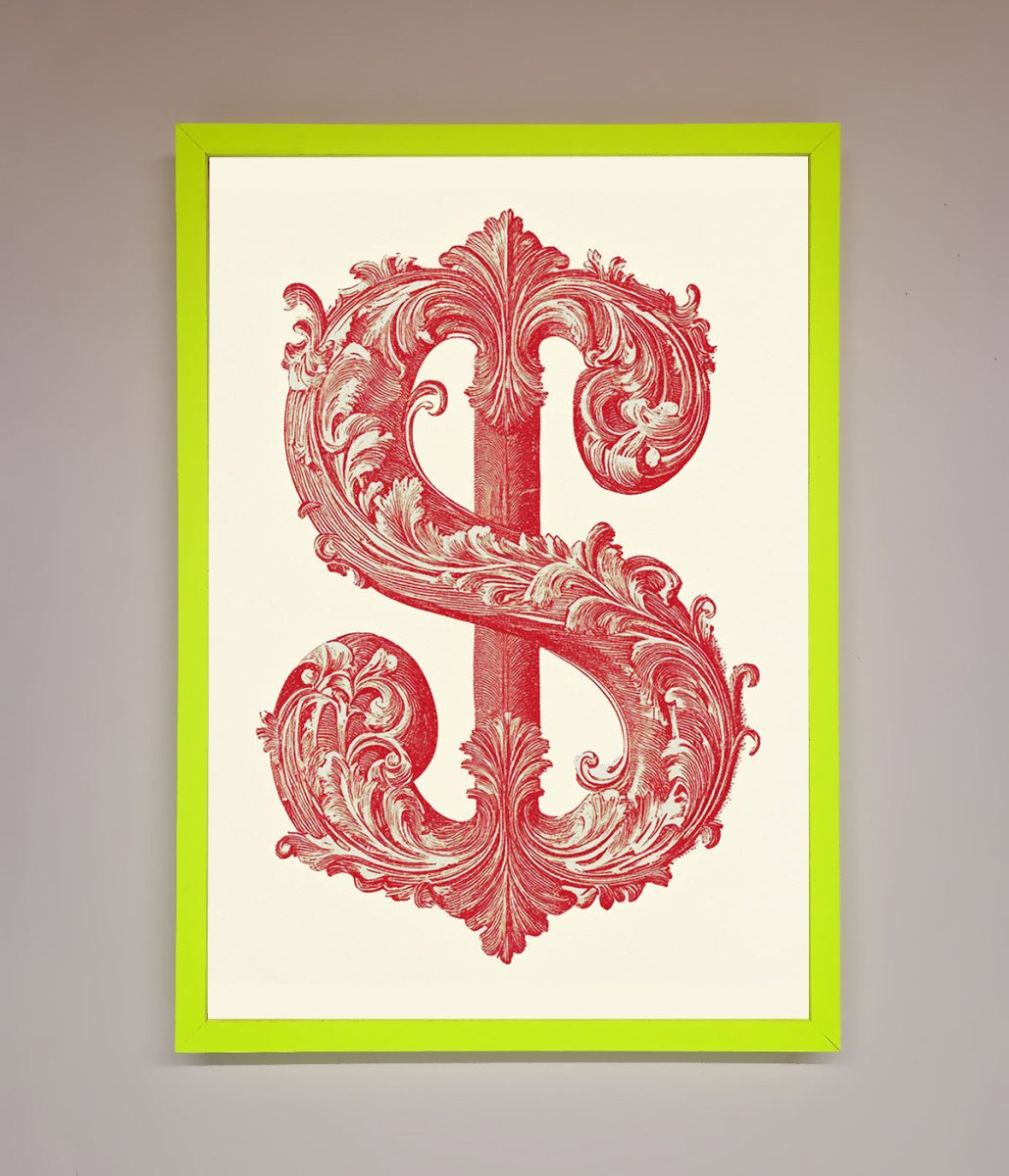 Ornate Dollar Cash Art Framed Print - Zestio