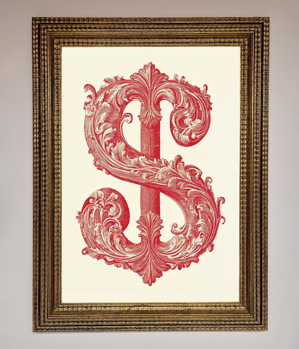 Ornate Dollar Cash Art Framed Print - Zestio