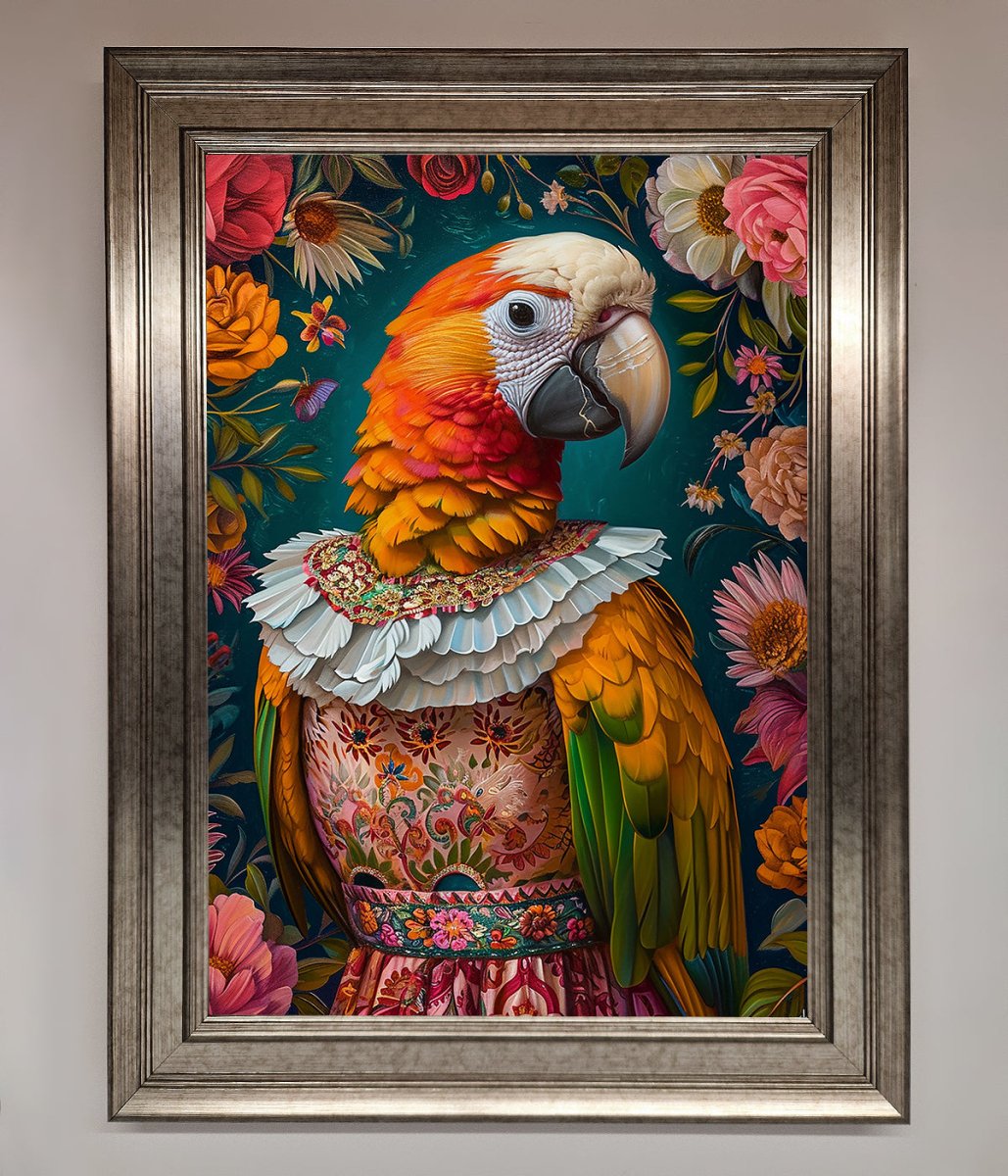 Parrot Renaissance Stare Framed Wall Art - Zestio