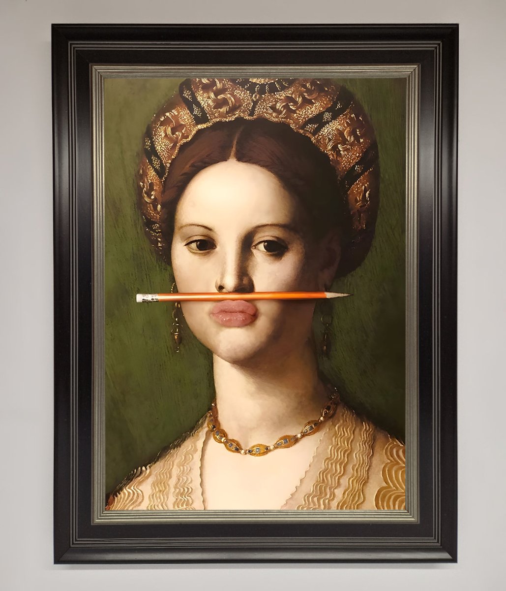 Pencil On Lips Renaissance Framed Print - Zestio