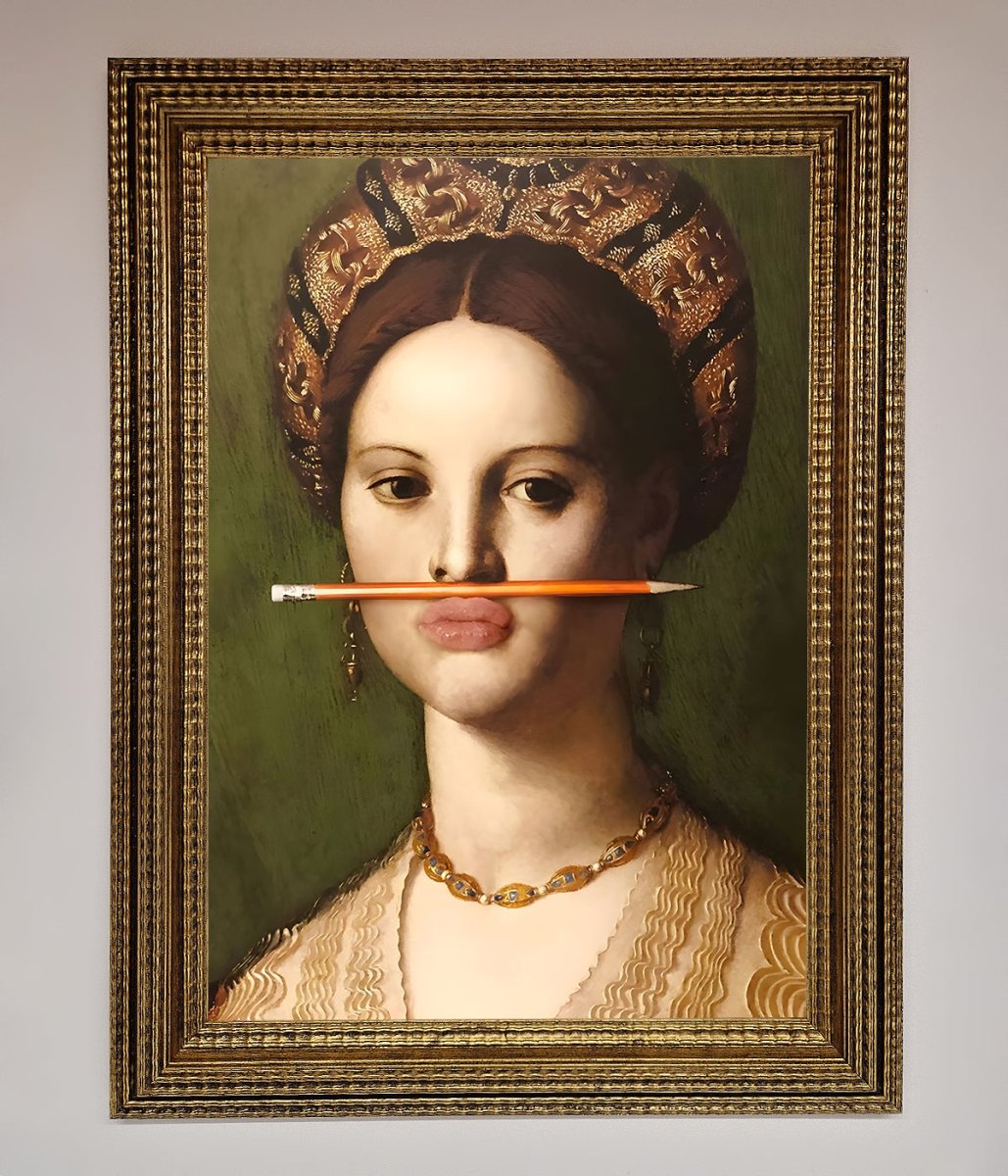 Pencil On Lips Renaissance Framed Print - Zestio