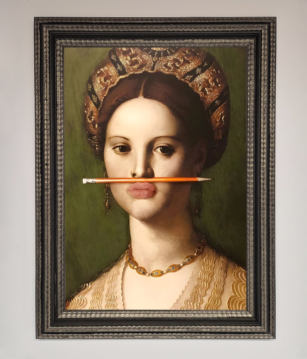 Pencil On Lips Renaissance Framed Print - Zestio