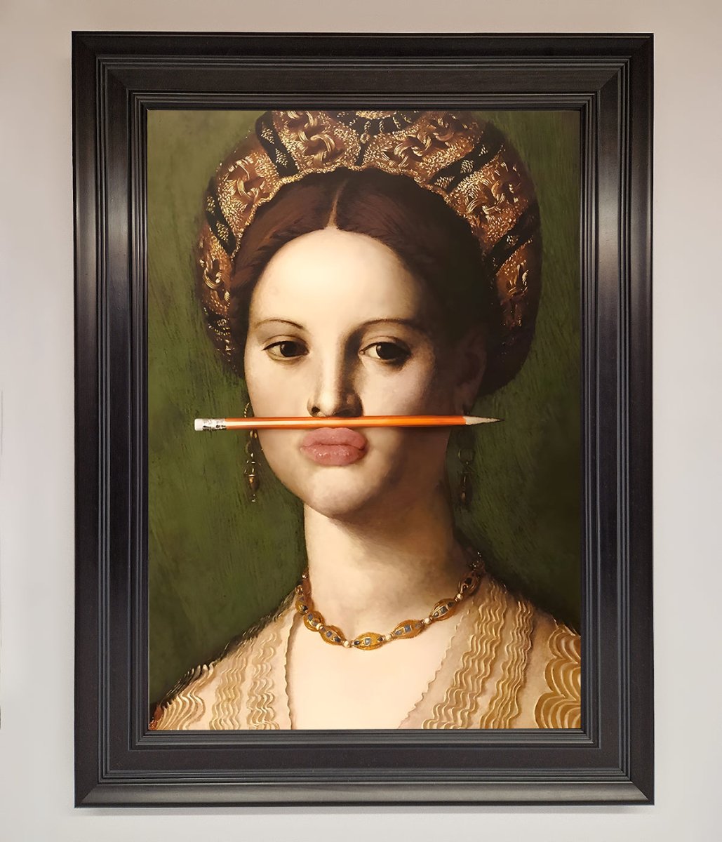 Pencil On Lips Renaissance Framed Print - Zestio