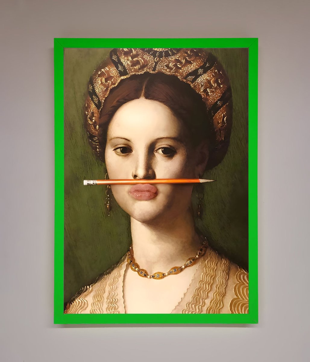 Pencil On Lips Renaissance Framed Print - Zestio