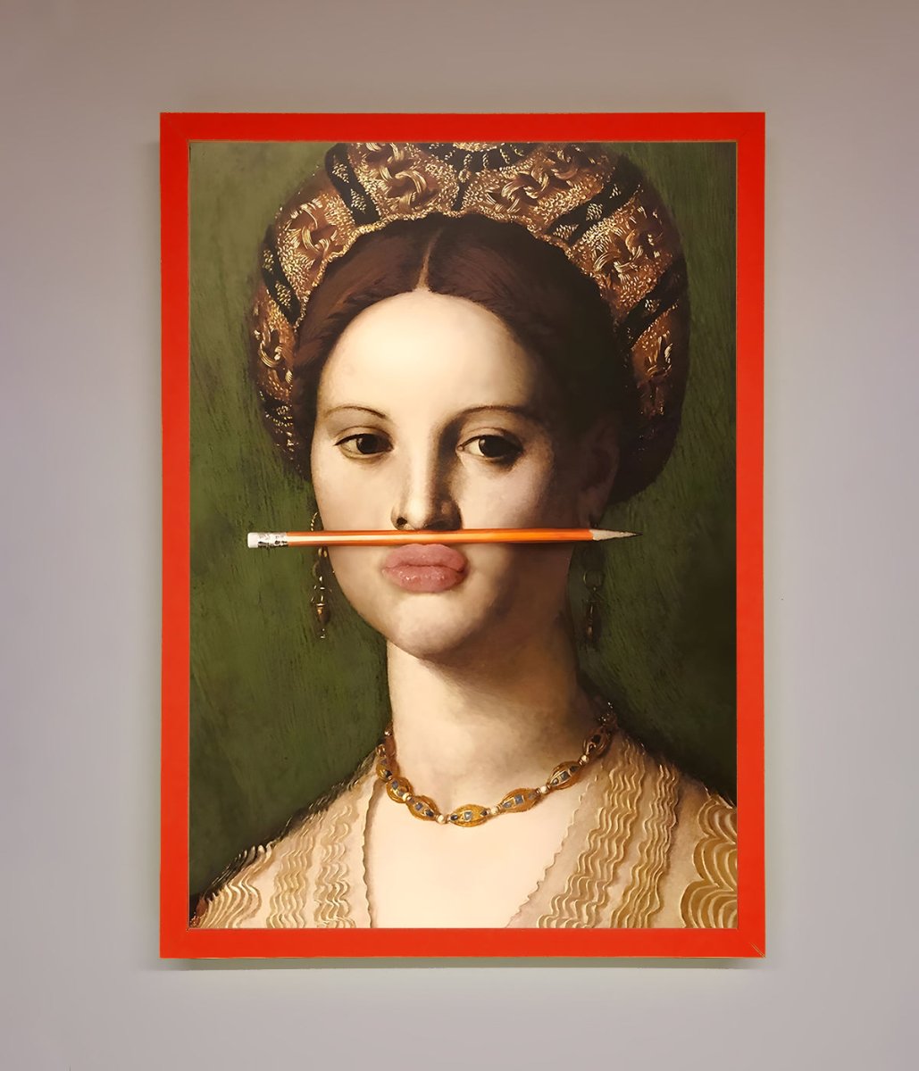 Pencil On Lips Renaissance Framed Print - Zestio