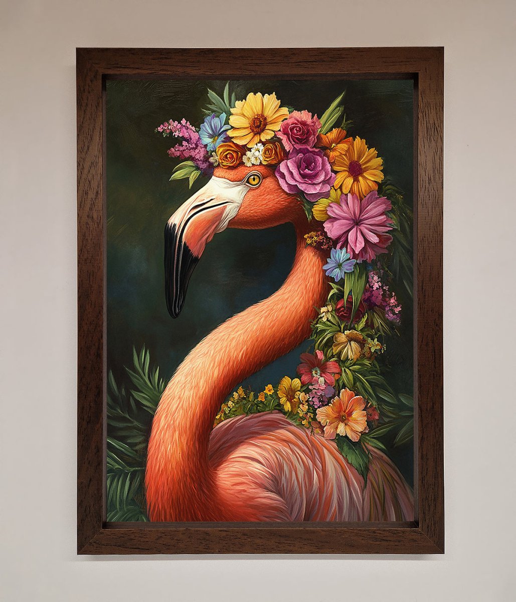 Pink Flamingo Floral Framed Poster - Zestio