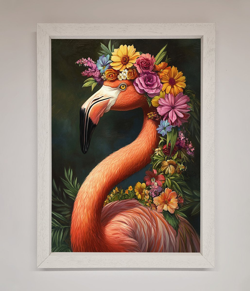 Pink Flamingo Floral Framed Poster - Zestio