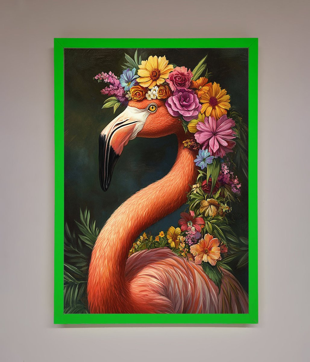 Pink Flamingo Floral Framed Poster - Zestio