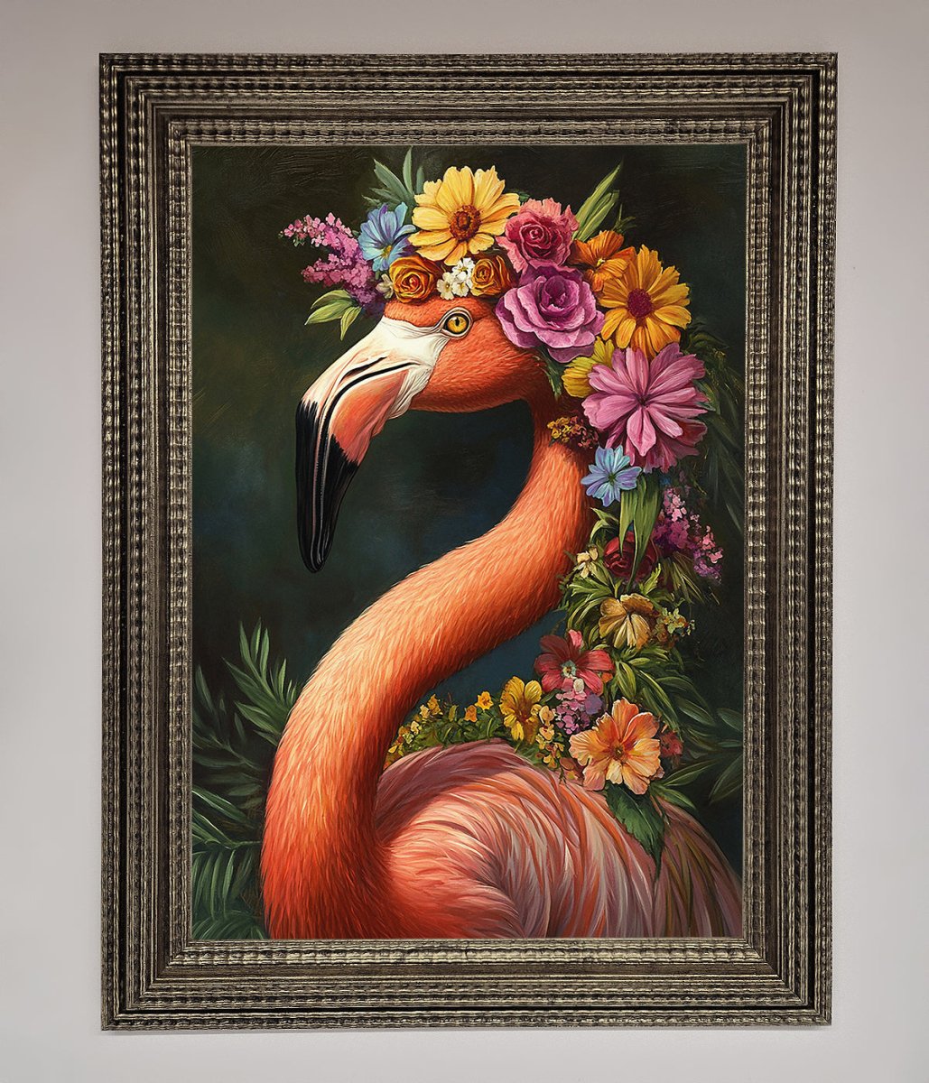 Pink Flamingo Floral Framed Poster - Zestio