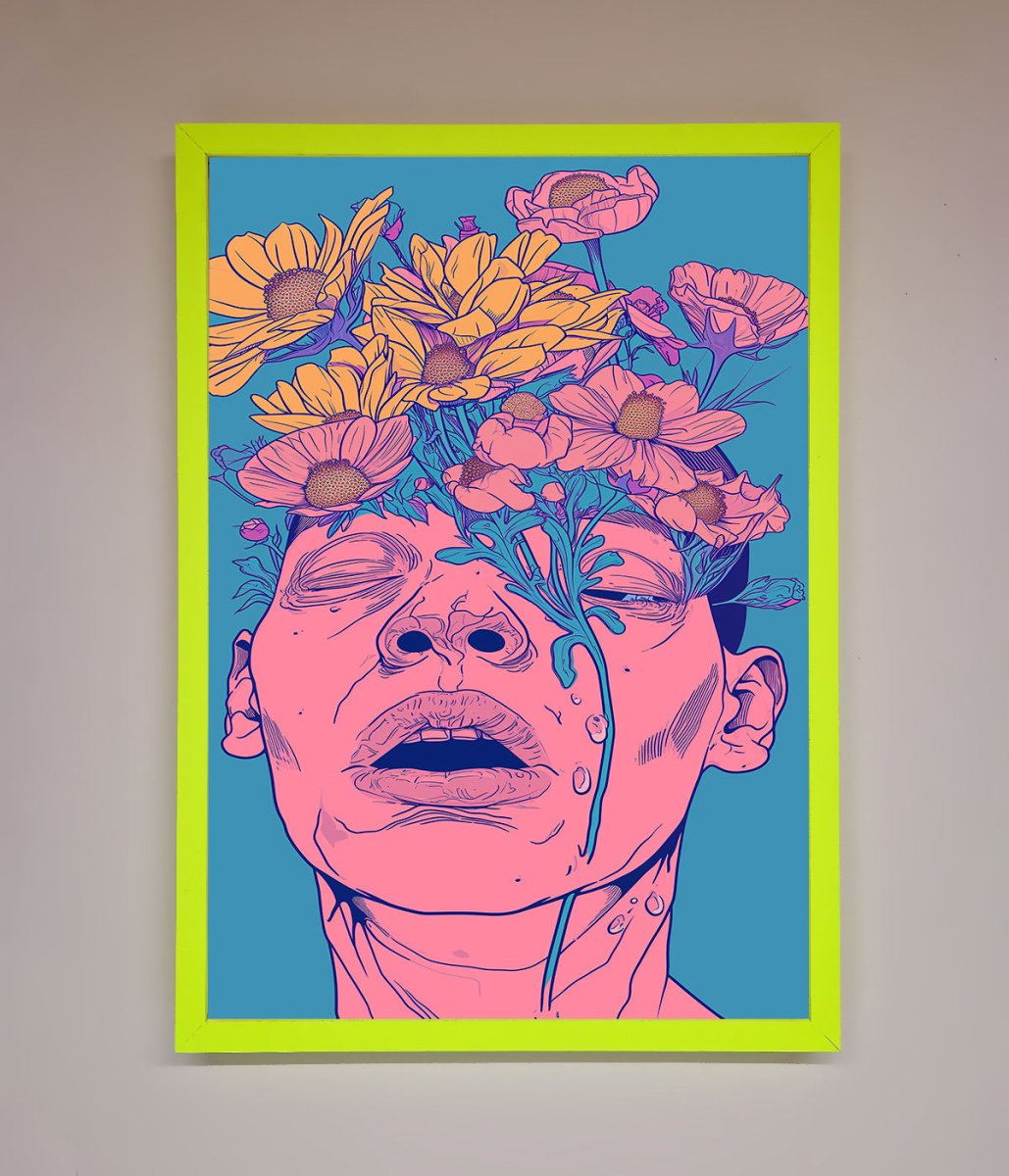 Pink Flowers On Face Framed Wall Art - Zestio