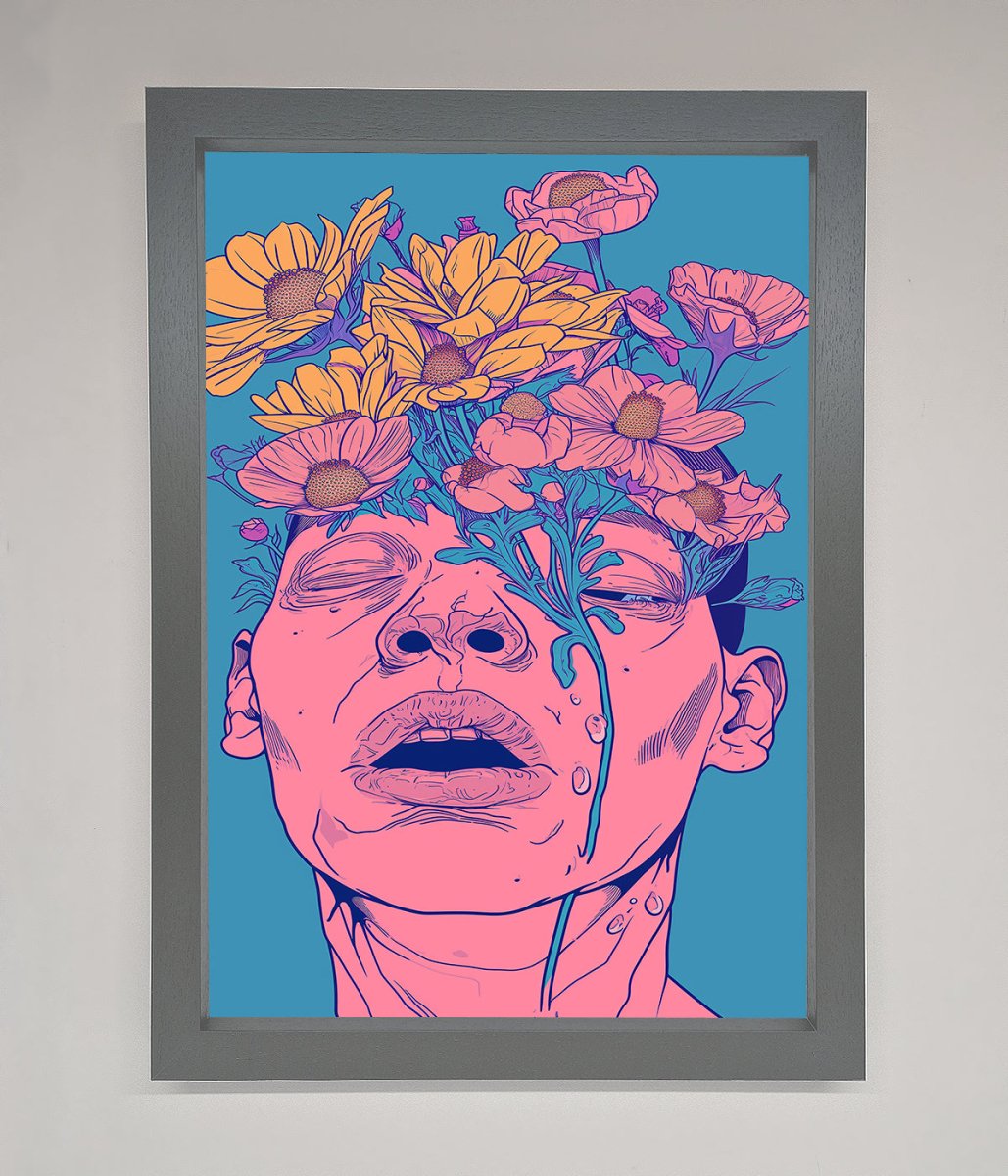 Pink Flowers On Face Framed Wall Art - Zestio