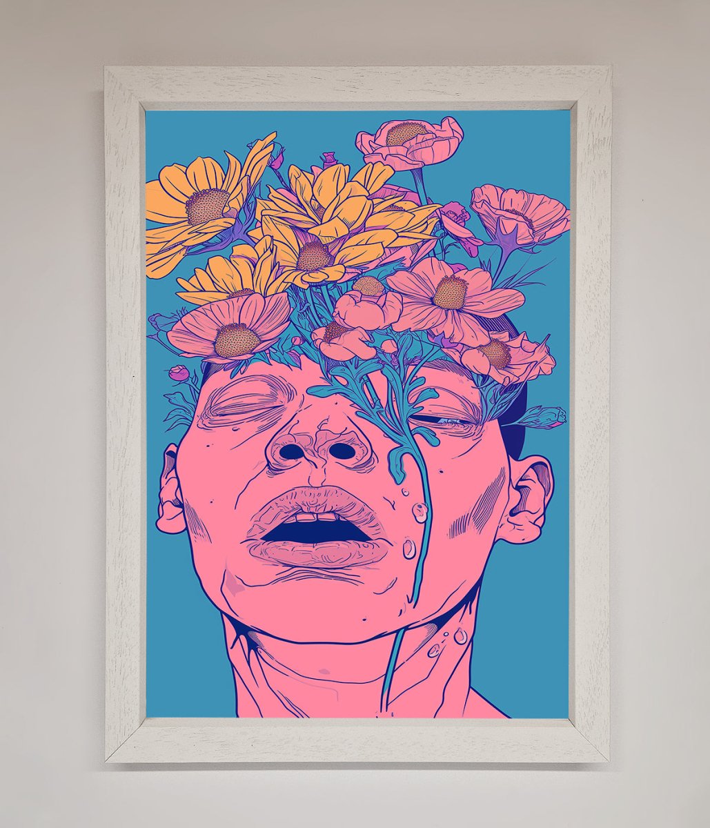 Pink Flowers On Face Framed Wall Art - Zestio