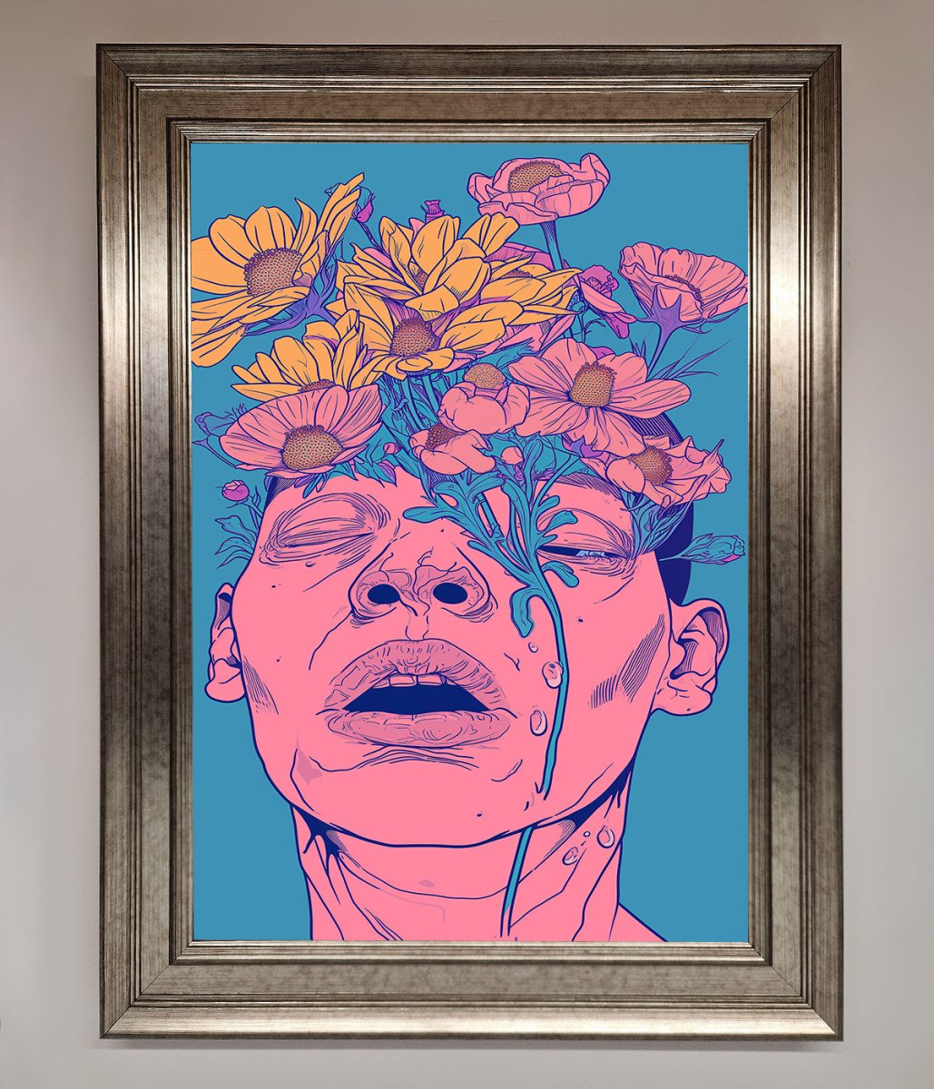 Pink Flowers On Face Framed Wall Art - Zestio