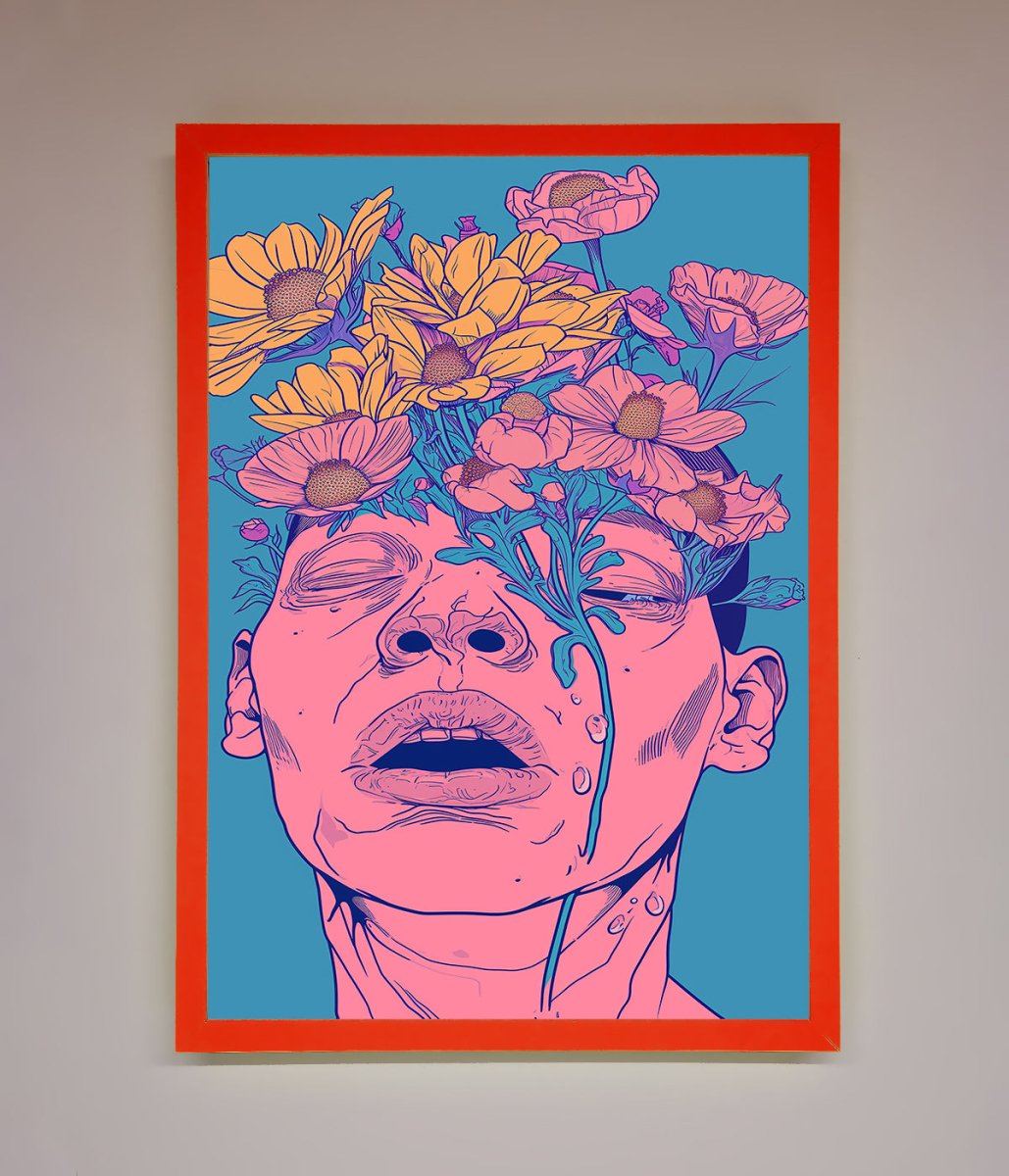 Pink Flowers On Face Framed Wall Art - Zestio