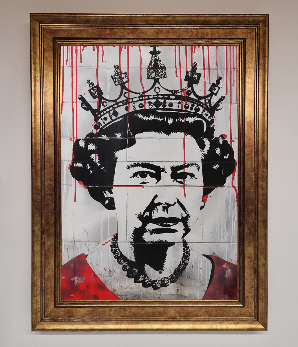 Queen Elizabeth Graffiti Red Blood Framed Poster - Zestio