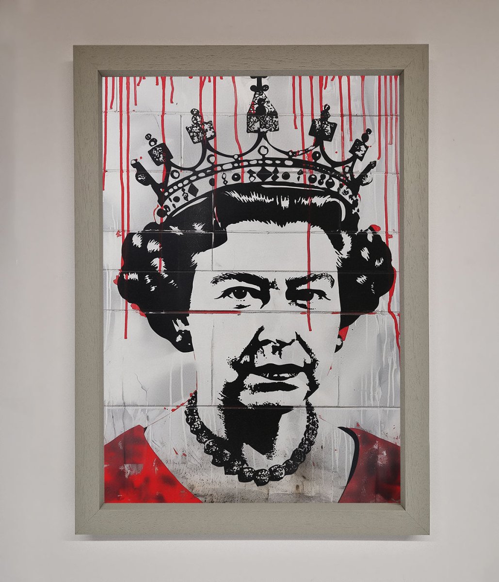 Queen Elizabeth Graffiti Red Blood Framed Poster - Zestio